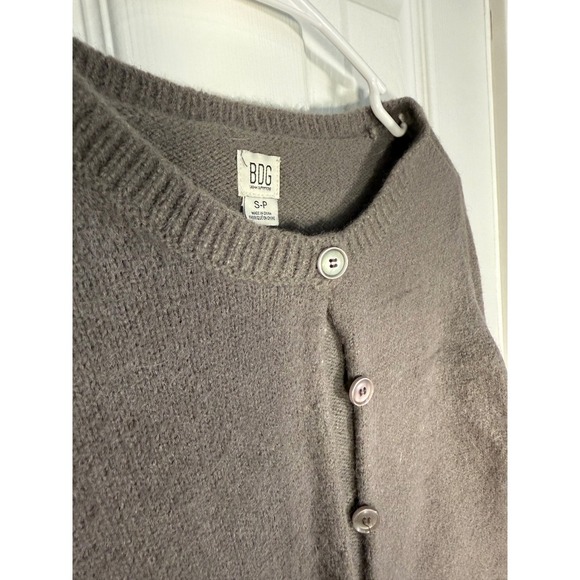 BDG Cropped Cardigan Sweater Button Up Knit Top Brown Fitted S - Picture 3 of 3